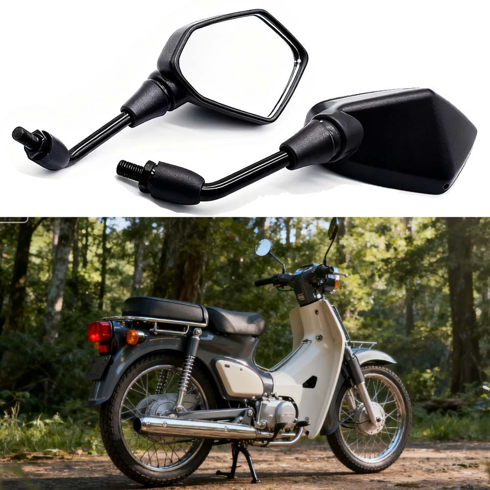 Motorcycle Chrome 10MM Rear View Side Mirrors Rearview For Honda C50 C70 C90 — 第 1/4 张图片