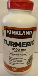 Costco Kirkland Signature Turmeric with Black Pepper 1000mg 320 Count Exp 07/26 - Picture 1 of 5
