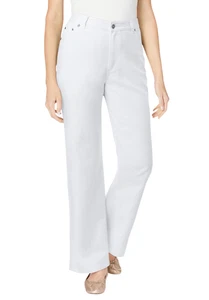Woman Within Plus Size Tall Stretch Denim Wide-Leg Five-Pocket Jeans - Picture 1 of 34