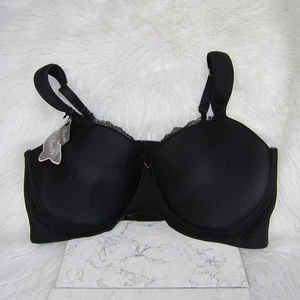 Ashley Stewart Full Coverage Butterfly Bra Double Closure Black 42DD New! - Picture 1 of 9