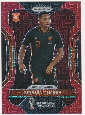 JURRIEN TIMBER 2021-22 PANINI PRIZM RED MOJO FIFA WORLD CUP #156 RC #65/99 MINT - Image 1 of 2