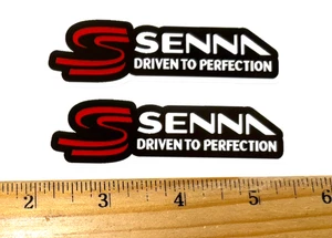 Two AYRTON SENNA Double S DRIVEN TO PERFECTION Profile MEDIUM Sticker Decal Pair - Picture 1 of 1