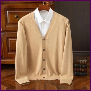 Cardigan maglione uomo marca BROWON business casual classico scollo a V tinta unita - Foto 1 di 34