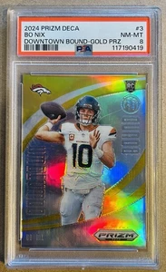 Bo Nix 2024 Panini Prizm Deca Gold Prizm Downtown Bound/10 PSA 8 #3 - Imagen 1 de 2
