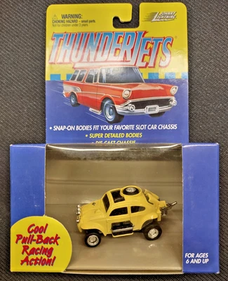 Johnny Lightning ThunderJet VW Bug Yellow Pull Back Cars HO NEW PM4-35 - Image 1 of 2