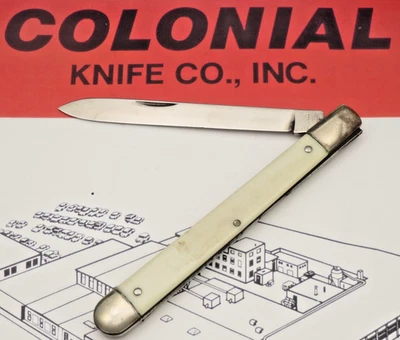 Cuchillo de Bolsillo Probador de Melón Vintage INO INOXIDABLE COLONIAL EE. UU. Mangos Blancos Suaves Foto 1 de 4