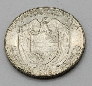 Very Nice! Panama 1968 Medio 1/2 Balboa Silver Coin FREE SHIPPING - Picture 1 of 2
