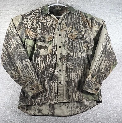 Realtree Camo tree pattern, Long sleeve, button up, check measurements pictured - Image 1 of 4