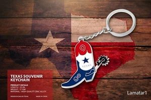 Texas keychain Texas CowBoy Boot shaped Texas LoneStar Metal Keychain- Texas - Picture 1 of 2