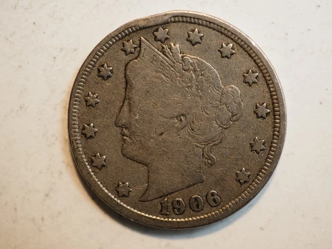 1906 LIBERTY HEAD 5 CENTS *(AKA V NICKEL)* - FREE SHIPPING! - A1727 Cover