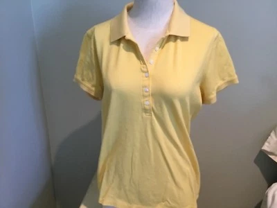 Camisa polo de golf Bobby Jones amarilla manga corta para mujer M algodón  Foto 1 de 3