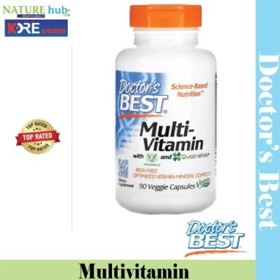 Doctor's Best, мультивитаминный виташин D3 четвероногий, без железа, 90 растительных капсул - Изображение 1 из 4