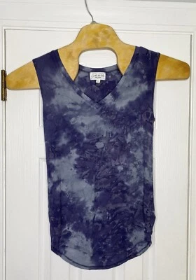 Feel The Piece Terre Jacobs Women’s V Neck Ruched Side Tank Top Tie Dye Blue M/L - Image 1 of 4