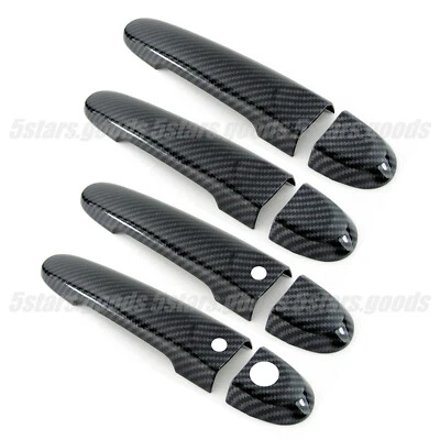 Cubiertas de manija de puerta inteligente lateral de fibra de carbono para Nissan Versa Note 2014-2019 Foto 1 de 4