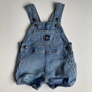 Oshkosh B'Gosh Baby Romper Size 3 Months Denim One-Piece Jeans Shortalls Denim - Picture 1 of 11