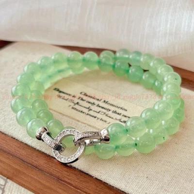 Pretty Natural 8/10mm Green Aventurine Gemstone Round Beads Necklace 16-24in - Image 1 of 4