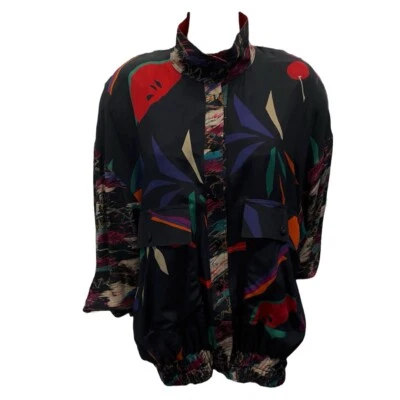 Cortavientos Escada Vintage Años 80 Seda Abstracto Estampado Fruta Para Mujer Talla 38/US 8 Foto 1 de 4