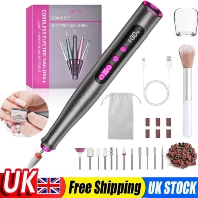 Electric Nail File Drill Portable USB Manicure Pedicure Machine Set Professional - Image 1 of 4