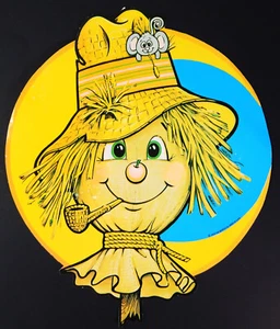 VINTAGE BEISTLE SCARECROW HEAD & PIPE DIE CUT HALLOWEEN DECORATION 1979 12" USA - Picture 1 of 2