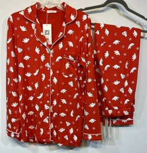 EKOUAER Pajama Set Size SMALL Holiday Christmas Red Polar Bears L/S NEW WITH TAG - Picture 1 of 6