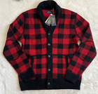 Polo Ralph Lauren Mens M Buffalo Plaid Cardigan Sweater Red Black 100% Wool $298