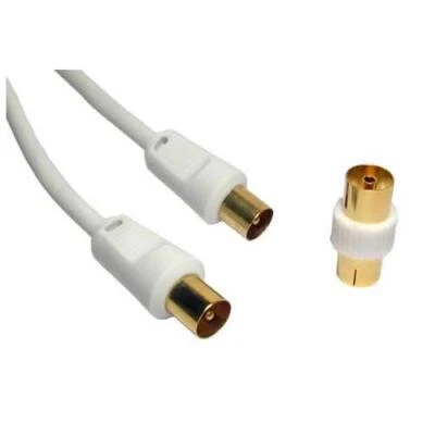 GP848 Coaxial TV/AV Aerial Cable Male to Male 3m + coupler - Image 1 of 2