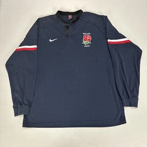 Vintage NIKE TEAM England Rugby Players Jersey Mens 2XL Navy Blue Made In UK 90s - Picture 1 of 11
