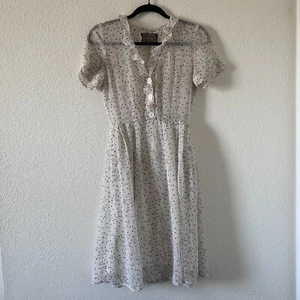 Reformation Damen Midi Kleid 2 cremeweiß Stern Druck durchsichtig obere Taschen - Bild 1 von 15