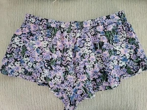 Beach Riot Swim Shorts Purple floral print size Large Cover up beachy resort - Picture 1 of 5