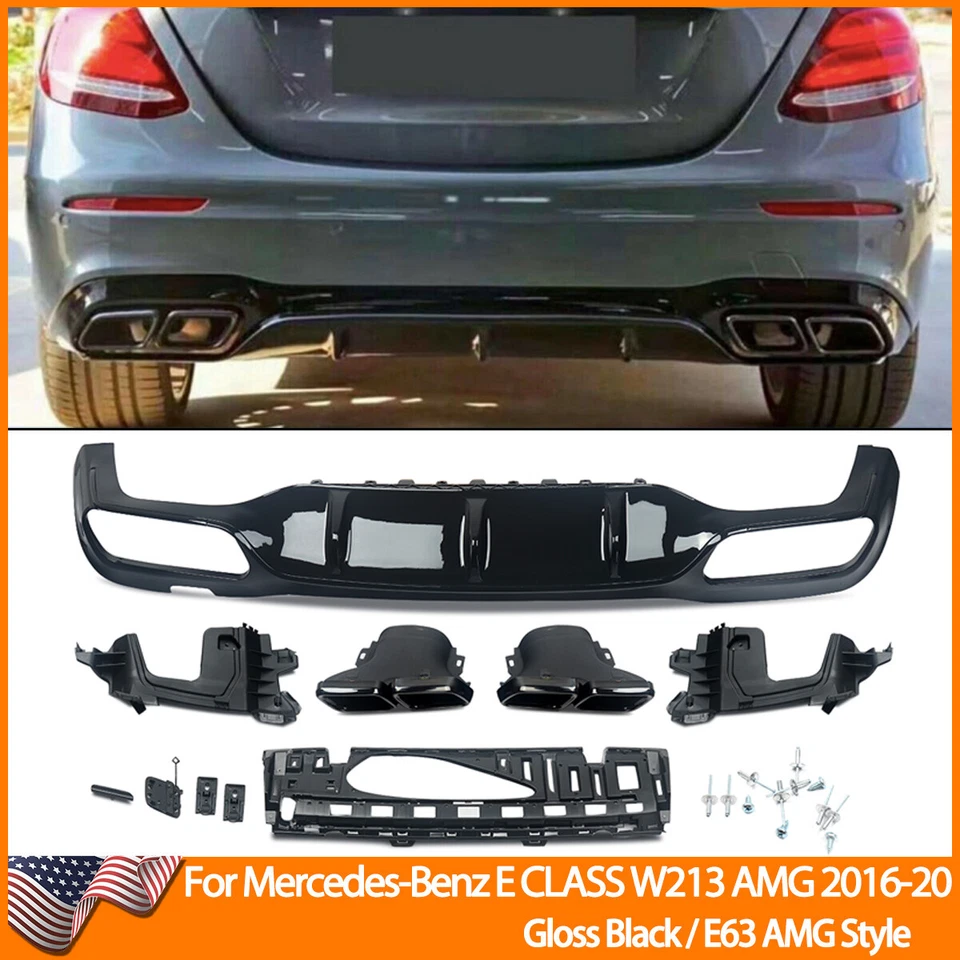 E63 Style Rear Diffuser Exhaust Tips For Mercedes Benz E Class W213 E350 2016-20 Foto 1 de 4