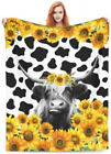 Highland Cow Sunflower Blanket Soft Warm Lightweight Cozy Plush Throw Blanket...