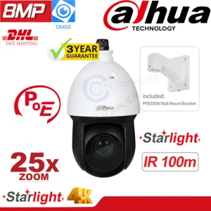 Dahua AI Starlight Auto-tracking 8MP 25x Zoom PTZ IP Camera PoE SMD4.0 WizSense - Picture 1 of 17