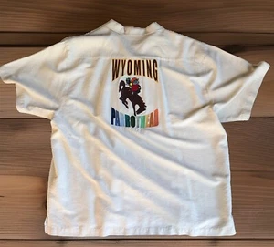 VTG Wyoming Hawaiian Tiki Parrot Head Shirt Jimmy Buffet L Rare Margaritaville - Picture 1 of 10