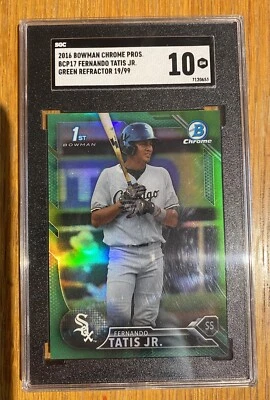 Bowman Chrome BCP17 2016 Fernando Tatis Jr refractor verde #/99 SGC 10 primera tarjeta Foto 1 de 4