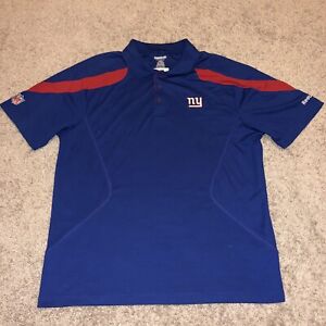 New York Giants Polo Shirt Adult Large Blue Button Up Football Reebok Mens 679