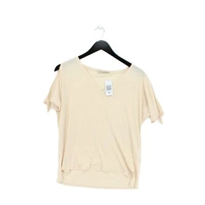 AllSaints Women's Top S Cream 100% Cotton Short Sleeve V-Neck Basic - Picture 1 of 6