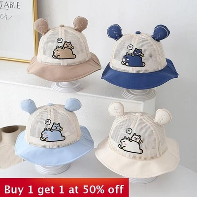 Niños Niños Niñas Sombrero de Pescador Bebé Dibujos Animados Oso A Prueba de Sol Bebé Exterior Sombrero Foto 1 de 4