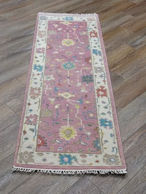 Bohemian Oushak Turkish Rug ,Oushak Turkish Hand Made Contemporary Rug, 2x6 Ft - Image 1 of 4