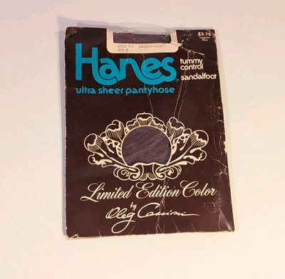 Vintage Hanes Sheer M Pantyhose Plum Dark Purple Tummy Control 70s Oleg Cassini - Image 1 of 4