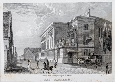 Berlin Diorama Original Stahlstich von Finden aus Spiker 1833 Passepartout - Bild 1 von 4