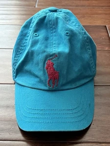Polo Ralph Lauren Aqua Blue Pink Boys Girls OS 4-7 Pony 3 Strapback Baseball Hat - Picture 1 of 10