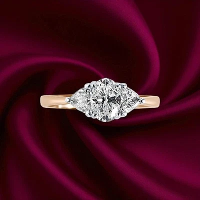 IGI Certified Lab Grown 2.00 Ct Oval Diamond Engagement Ring 14K Multi tone Gold - Image 1 of 4