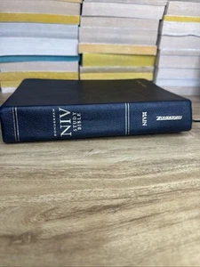 The NIV Study Bible Red Letter Edition Zondervan Black Genuine Top GRAIN Leather - Foto 1 di 11