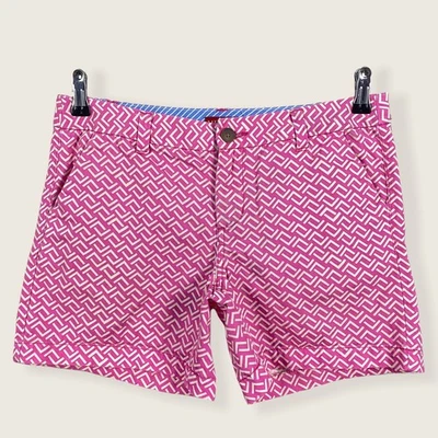 Шорты повседневные Merona розовые белые с геопечатью размер 4 хлопок саржа 5 дюймов внутренний шов - Изображение 1 из 4