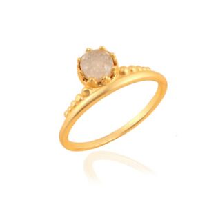 Good Quality Sugar Druzy Matte Finish Gold Plated Sizable Crown Ring For Her 