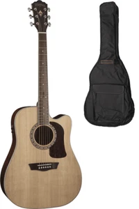 GUITARE ELECTRO AC. FOLK WASHBURN HERITAGE DREADNOUGHT CUTAWAY HD10SCE + HOUSSE - Picture 1 of 4