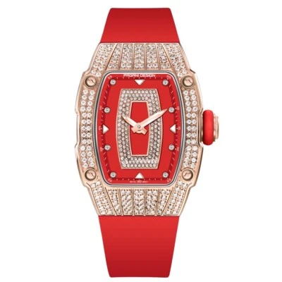 Womenis Quartz Watches Diamond Dial Silicone Strap Sapphire Glass Swiss Movement - Image 1 of 4