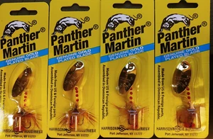 Lot of 4 Panther Martin Genuine Gold Plated Blades. Color: Yellow/Red - Picture 1 of 3