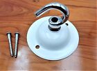 White ceiling rose with chrome hook and screws earth tag and M10 nut