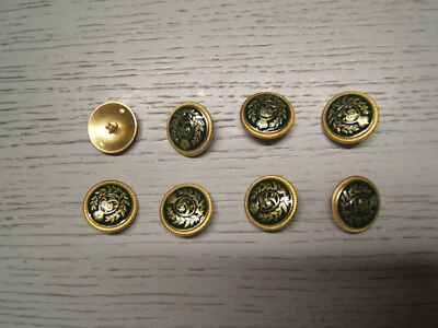 8 Trachtenknöpfe Metall gold-grün  25mm  Durchmesser - Bild 1 von 3